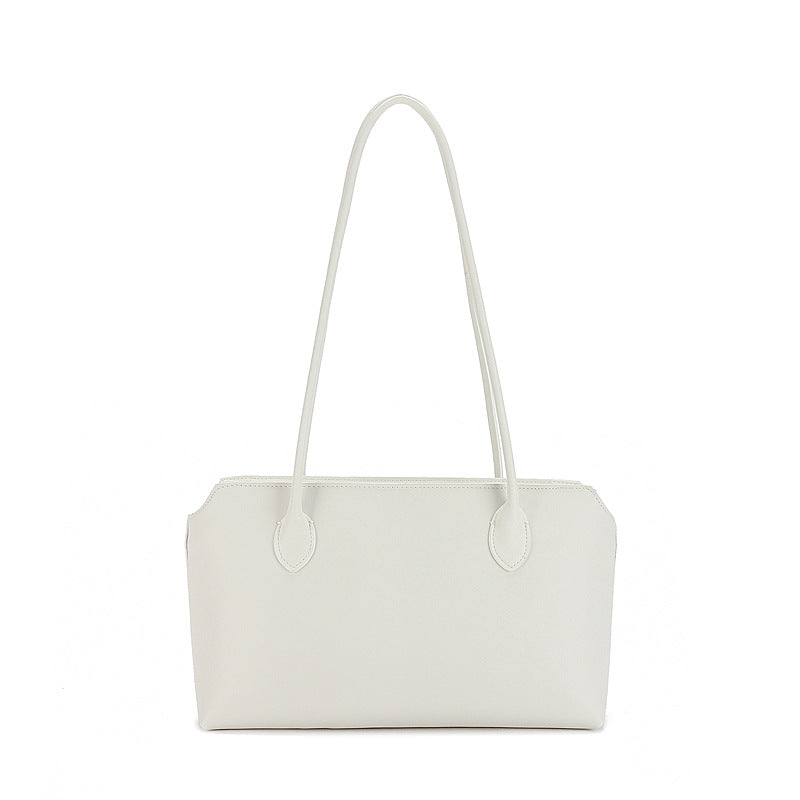 Fold-Over Tote genuine leather tote bag in White Smooth