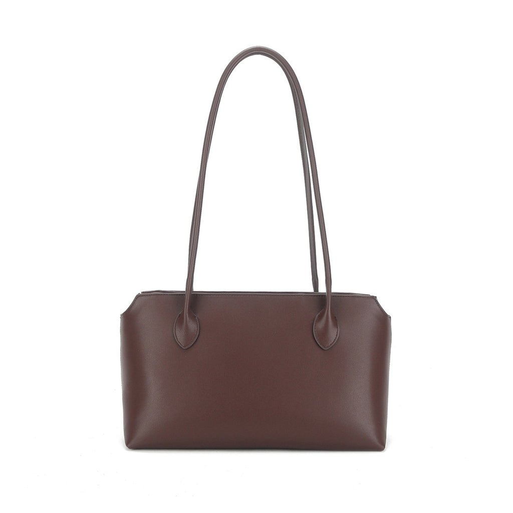 Fold-Over Tote genuine leather tote bag in Brown Smooth