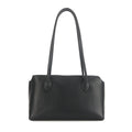 Fold-Over Tote genuine leather tote bag in Black Pebbled