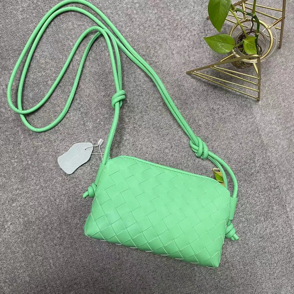 Woven Box Bag genuine leather crossbody bag in Light Green